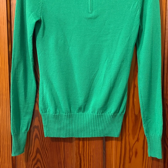Tory Burch Wool Logo Pullover Sweater - Kelly Green with Silver Metallic Logo - Picture 7 of 15